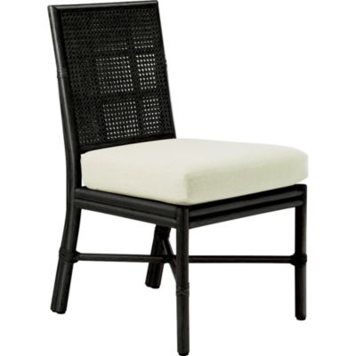 Shown in: Black Bamboo finish and Ivory Linen fabric