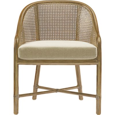 Shown in: Pecan finish and Natural Linen fabric