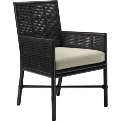 Shown in: Black Bamboo finish and Natural Linen fabric