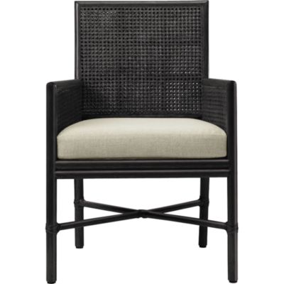 Shown in: Black Bamboo finish and Natural Linen fabric