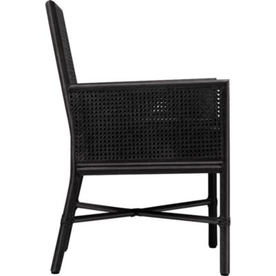 Shown in: Black Bamboo finish and Natural Linen fabric