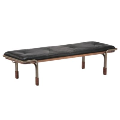 BassamFellows Walnut and Brass Queen Bench