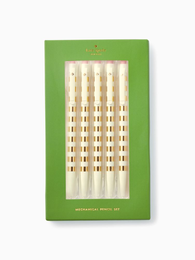Kate Spade Gold Stripe Pencil Set, Gold