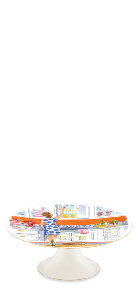 illustrated top shelf cake plate