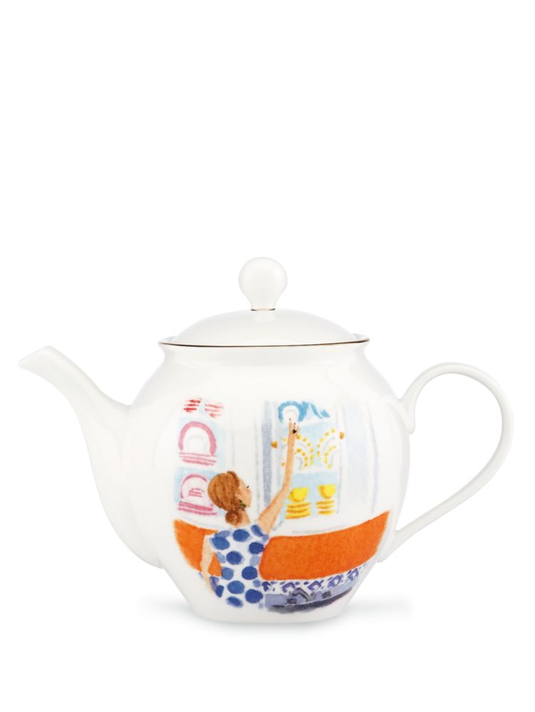 illustrated top shelf teapot