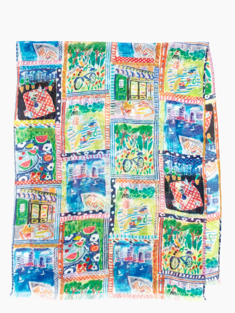 picnic scene scarf