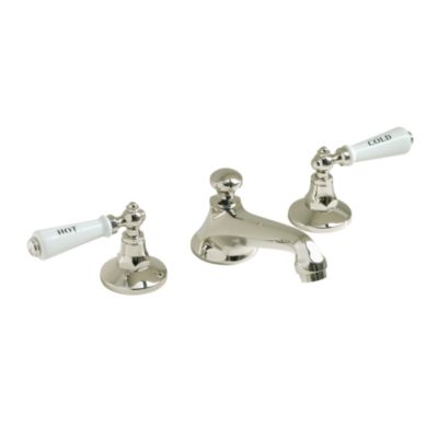 Hampstead Basin Set with Traditional Spout, White Porcelain Lever Handles