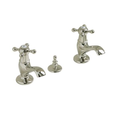 Hampstead Pillar Taps Basin Set, Cross Handles