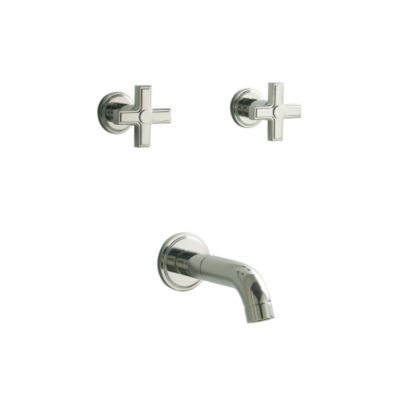 Vir Stil Minimal by Laura Kirar Wall Bath Set with Spout, Cross Handles