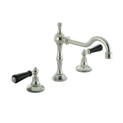 Hampstead Basin Set with Victorian Spout, Black Porcelain Lever Handles