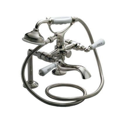 Hampstead Bath Set with Standard Spout and Handshower, White Porcelain Lever Handles