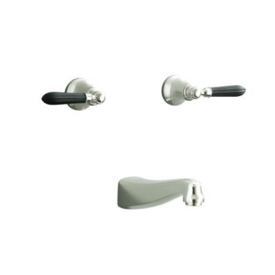 Tuxedo by Barbara Barry Wall Bath Set with Spout, Black Reeded Handles