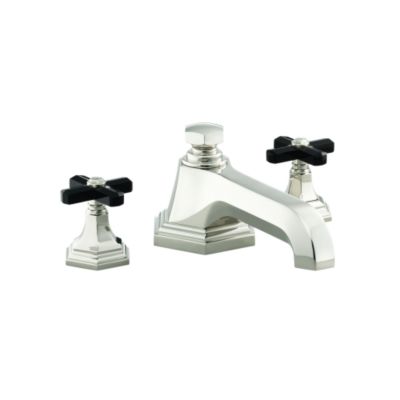 For Town by Michael S Smith Deck-Mounted Bath Set, Black Obsidian Cross Handles