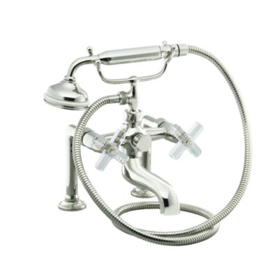 For Town by Michael S Smith Bath Set with Handshower, Crystal Cross Handles