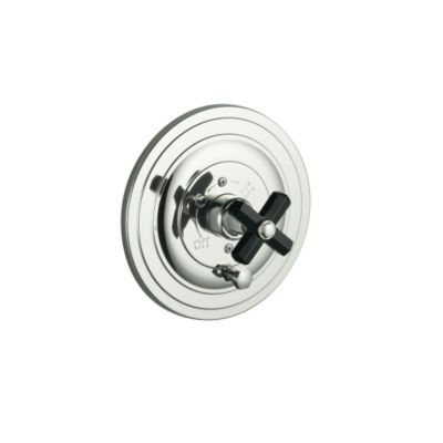 For Town by Michael S Smith Pressure Balance Valve Trim with Diverter, Black Obsidian Cross Handle