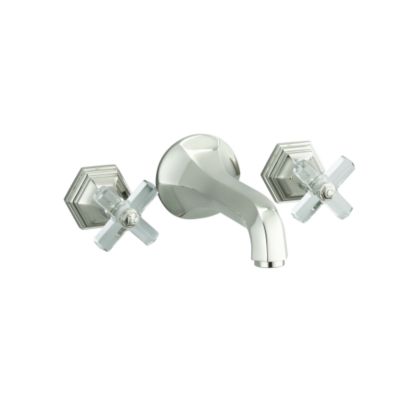For Town by Michael S Smith Wall Bath Set with Spout, Crystal Cross Handles