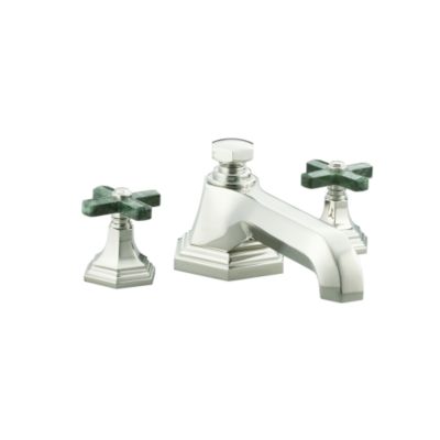 For Town by Michael S Smith Deck-Mounted Bath Set, Green Nephrite Jade Cross Handles