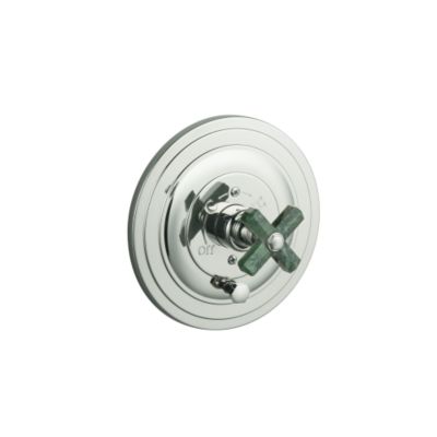 For Town by Michael S Smith Pressure Balance Valve Trim with Diverter, Green Nephrite Jade Cross Handle