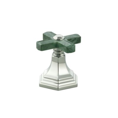 For Town by Michael S Smith Deck-Mounted Diverter, Green Nephrite Jade Cross Handle