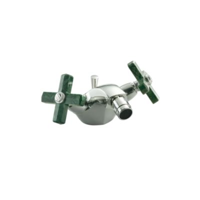 For Town by Michael S Smith Monobloc Bidet Set, Green Nephrite Jade Cross Handles