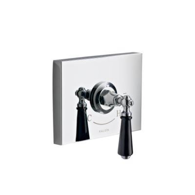 Hampstead Horizontal Thermostatic Valve Trim, Black Lever Handle