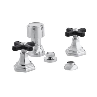 For Town by Michael S Smith Bidet Set, Black Obsidian Cross Handles