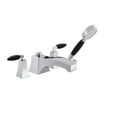 Glamour by Barbara Barry Deck-Mounted Bath Set with Diverter and Handshower, Ebony Handles