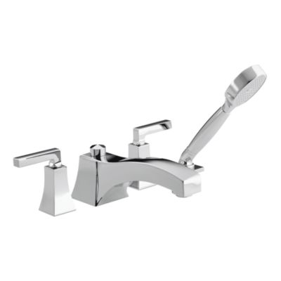 Original by Barbara Barry Deck-Mounted Bath Set with Diverter and Handshower, Square Handles