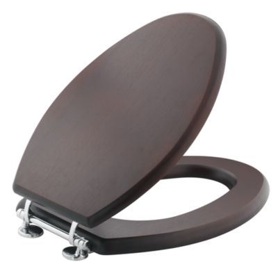 Mahogany Seat, Elongated with Chrome Trim