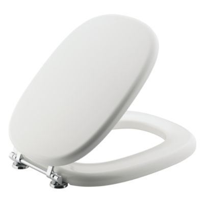 For Town by Michael S Smith Colored Toilet Seat, Elongated, with Chrome Trim