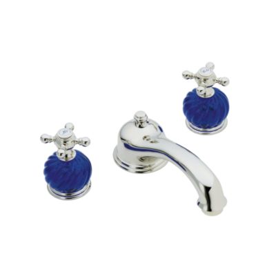 Baccarat Bambous Deck-Mounted Bath Set, Standard Spout Less Crystal Knobs, Cross Handles