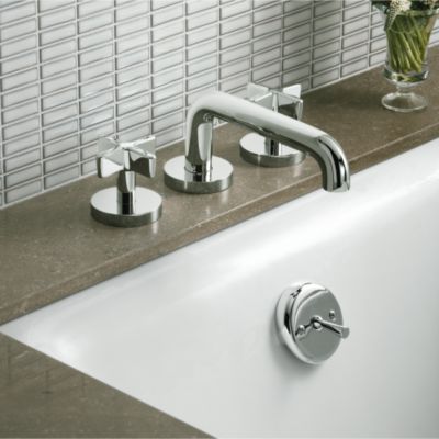 One Deck-Mounted Bath Set, Low-Spout, Cross Handles