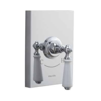 Hampstead Vertical Thermostatic Valve Trim, White Porcelain Lever Handle