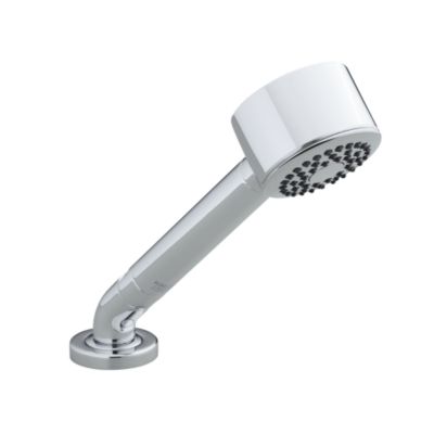 Shown is the One Single Function Handshower in Chrome, One Wall Supply Elbow and One Fixed Wall Bracket in Chrome