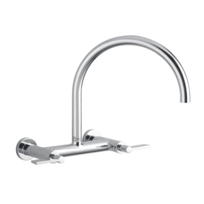 One Wall-Mounted Bridge Kitchen Faucet, Lever Handles