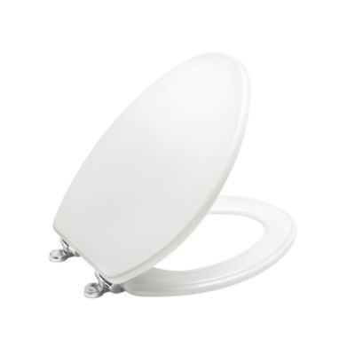 Colored Slow-Close Toilet Seat, Elongated with Chrome Trim