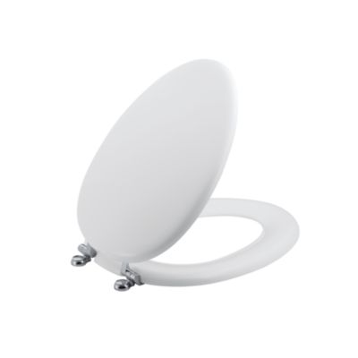 For Country by Michael S Smith Colored Wood Toilet Seat, Chrome Trim