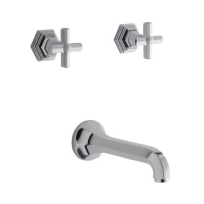 For Town by Michael S Smith Wall Bath Set with Long Spout, Cross Handles
