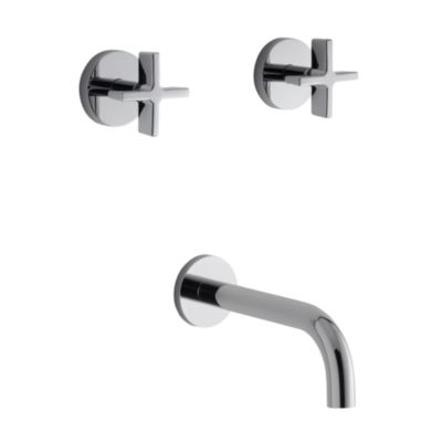 One Wall-Mounted Bath Set, Cross Handles