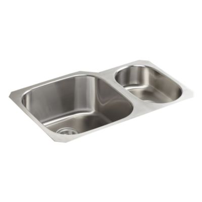 Stainless Steel Kitchen Sink High/Low Two Bowl