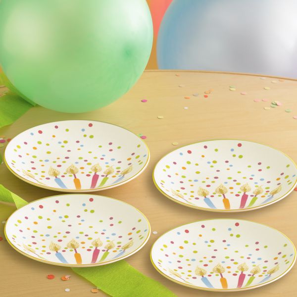 Candles and Confetti Dessert Plates, Set of 4