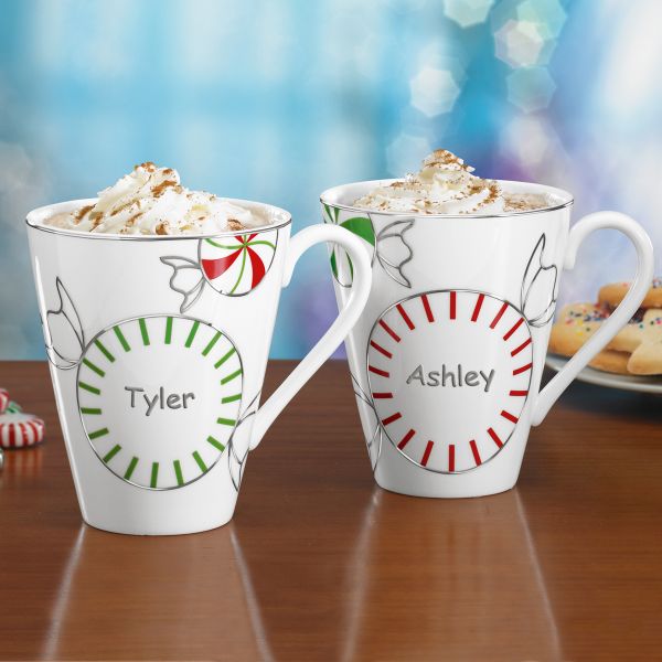 Merry & Bright Peppermint Mugs, Set of 2