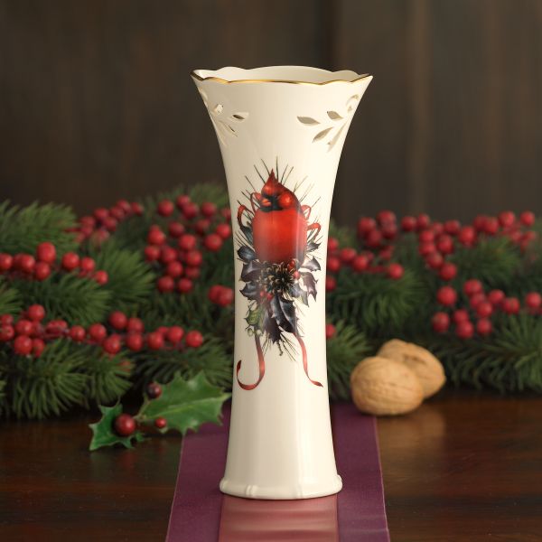 Winter Greetings Pierced Bud Vase