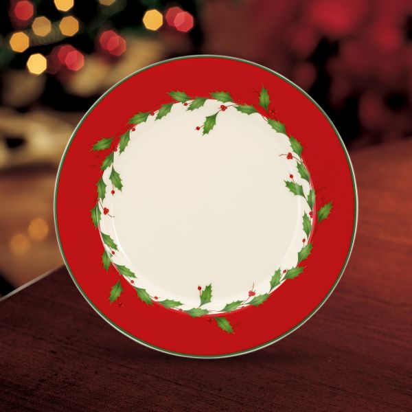 Holiday Red Dessert Plates, Set of 4