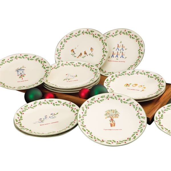 Holiday Christmas Dessert Plates, Set of 12