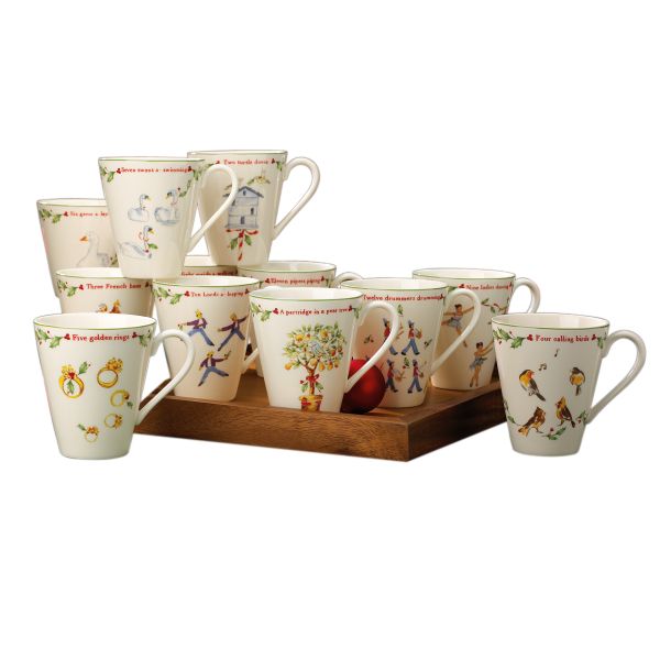 Holiday Christmas Mugs, Set of 12