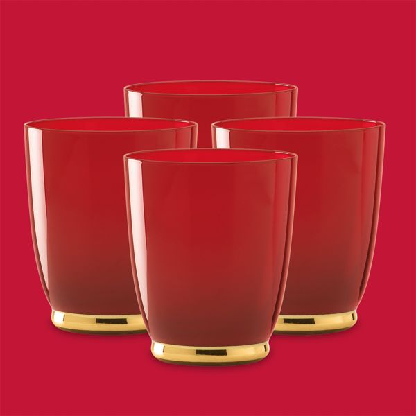 Touch of Gold Berry 4-piece Crystal Double Old Fashioned Set by Gorham®