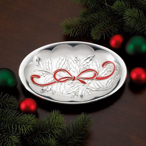 Holiday Carved Small Metal Tray