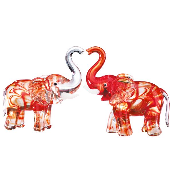 Elephant Kisses Art Glass Figurine