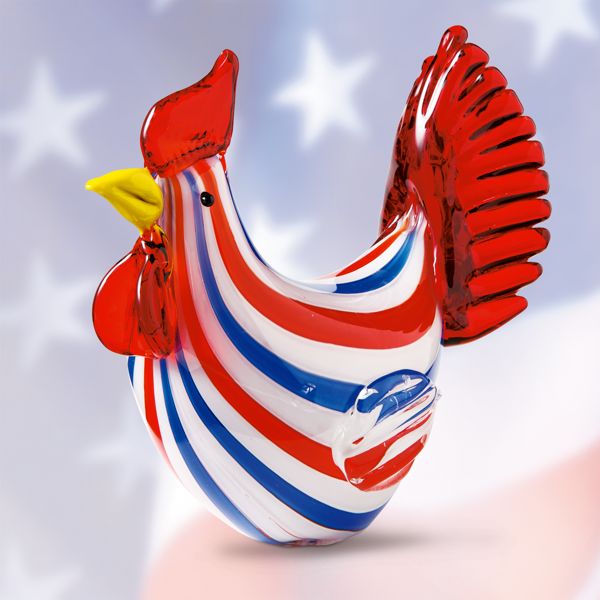 Pride of America Art Glass Rooster